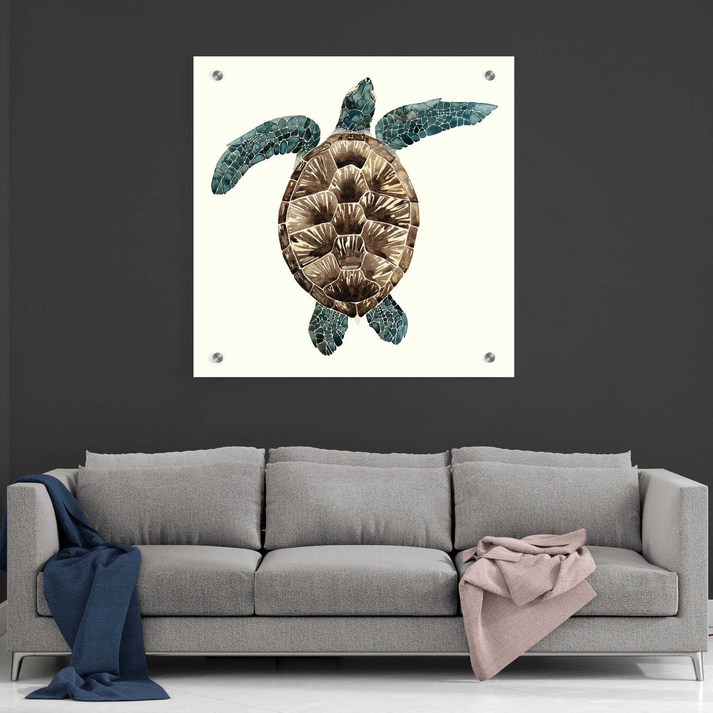 Epic Art 'Mosaic Turtle II' by Grace Popp, Acrylic Glass Wall Art,36x36