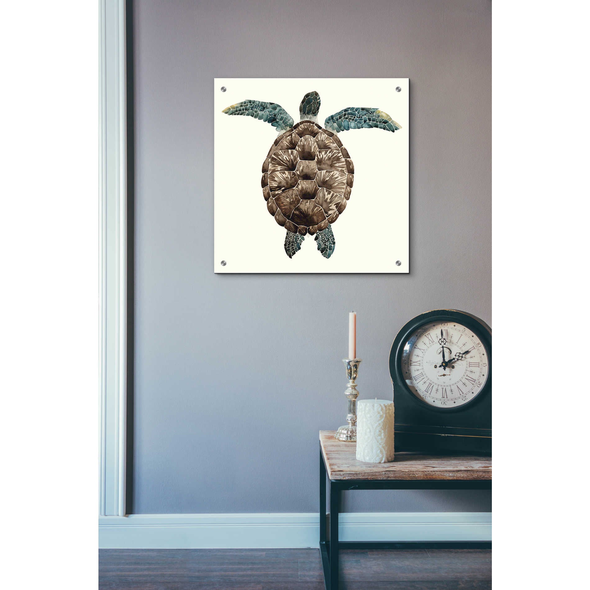 Epic Art 'Mosaic Turtle I' by Grace Popp, Acrylic Glass Wall Art,24x24