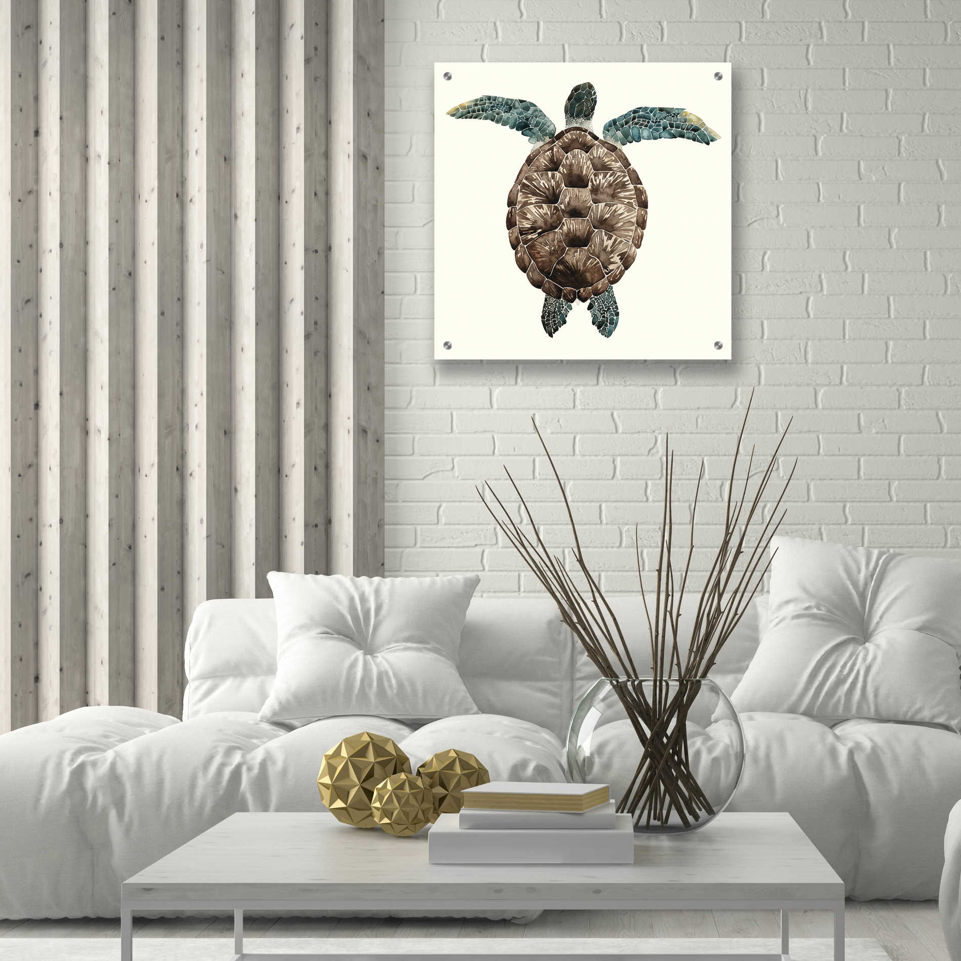 Epic Art 'Mosaic Turtle I' by Grace Popp, Acrylic Glass Wall Art,24x24
