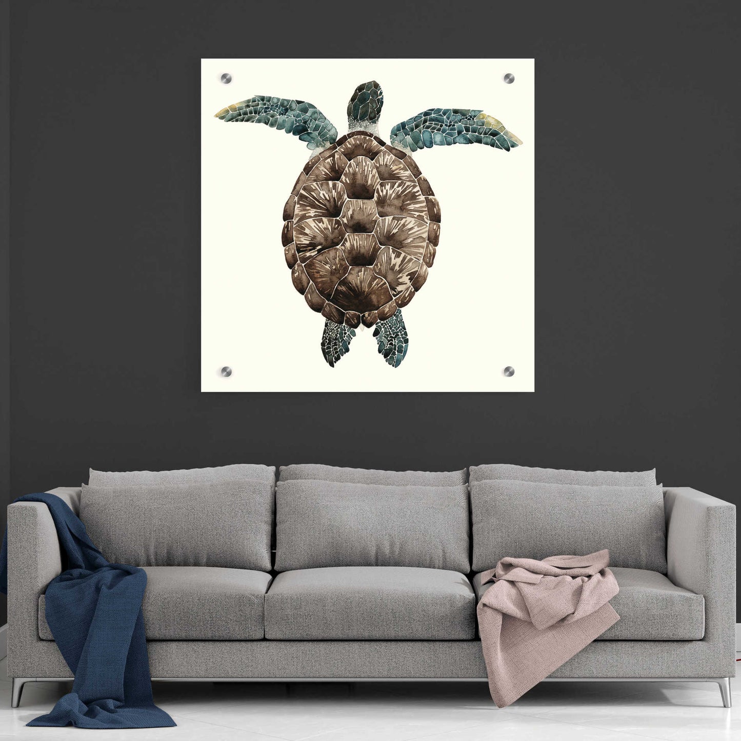 Epic Art 'Mosaic Turtle I' by Grace Popp, Acrylic Glass Wall Art,36x36