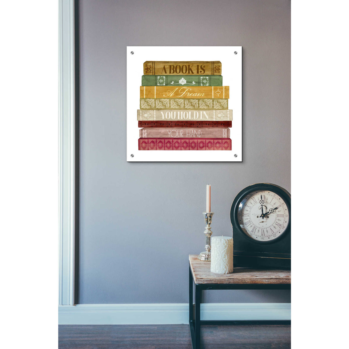 Epic Art 'Book Lover I' by Grace Popp, Acrylic Glass Wall Art,24x24