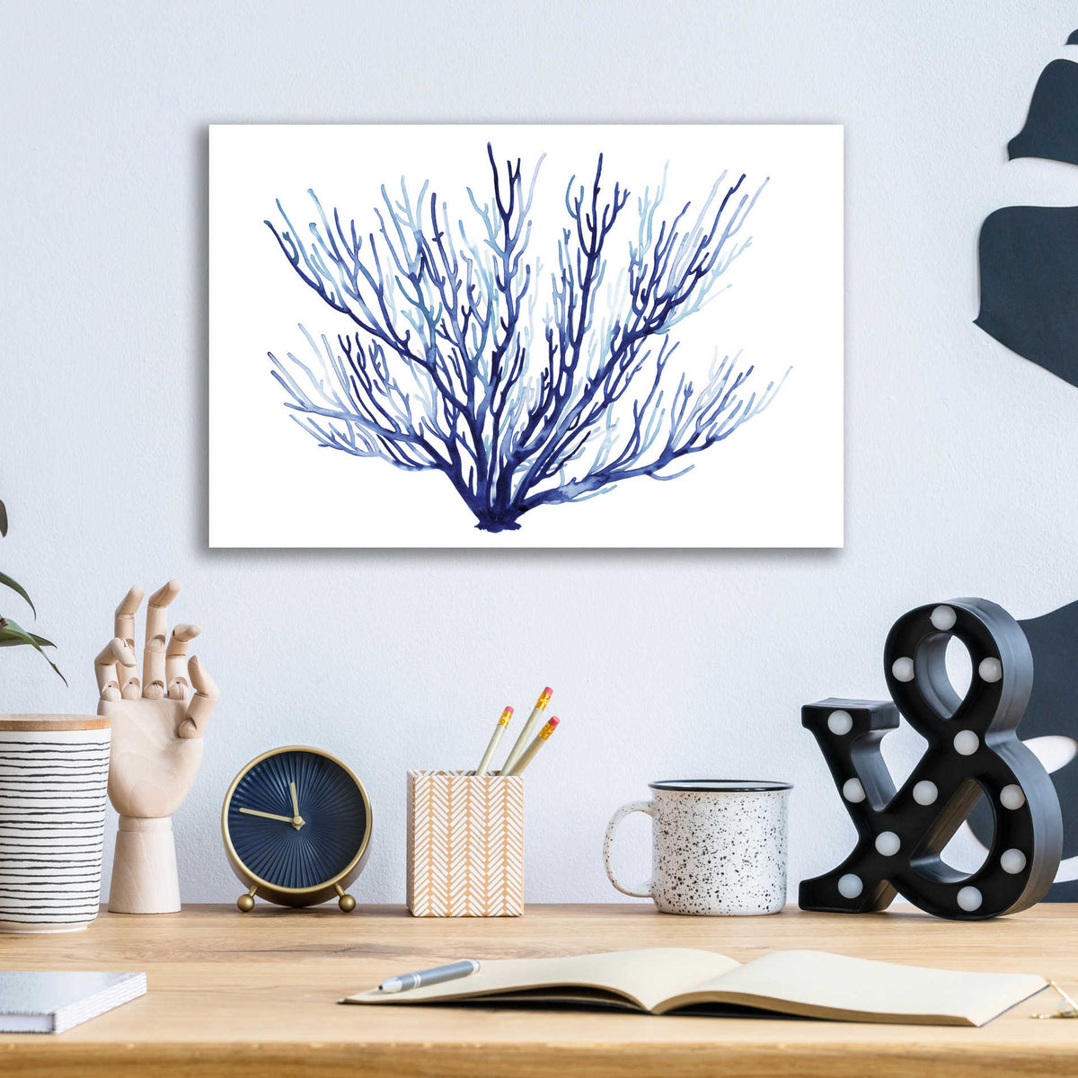 Epic Art 'Azure Fan II' by Grace Popp, Acrylic Glass Wall Art,16x12