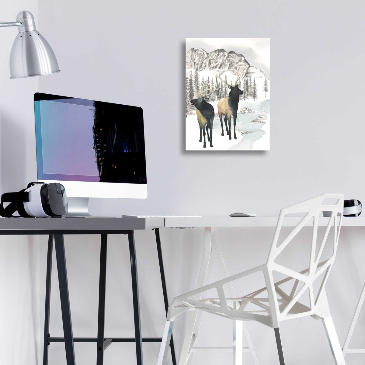 Epic Art 'Winter Elk II' by Grace Popp, Acrylic Glass Wall Art,12x16