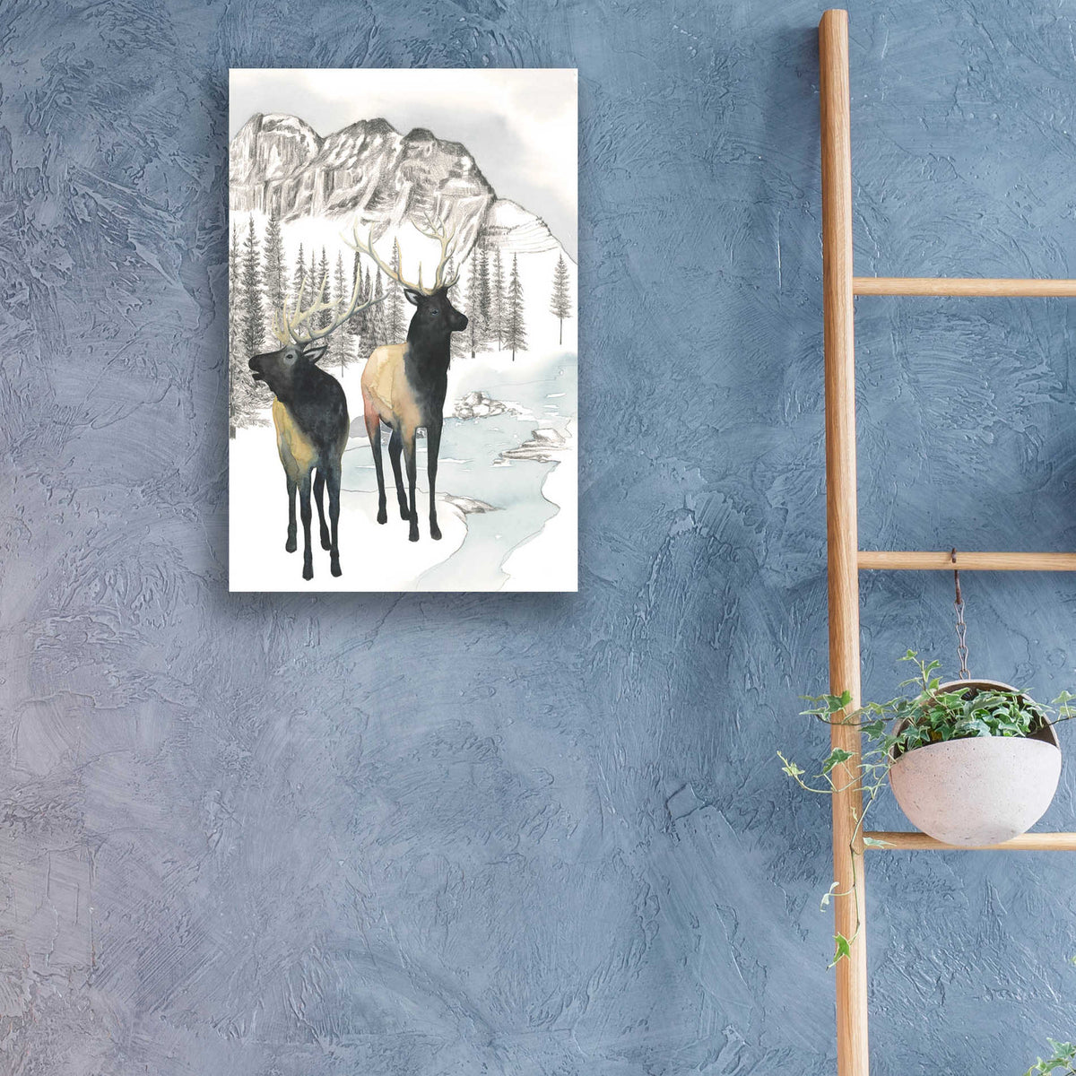 Epic Art 'Winter Elk II' by Grace Popp, Acrylic Glass Wall Art,16x24