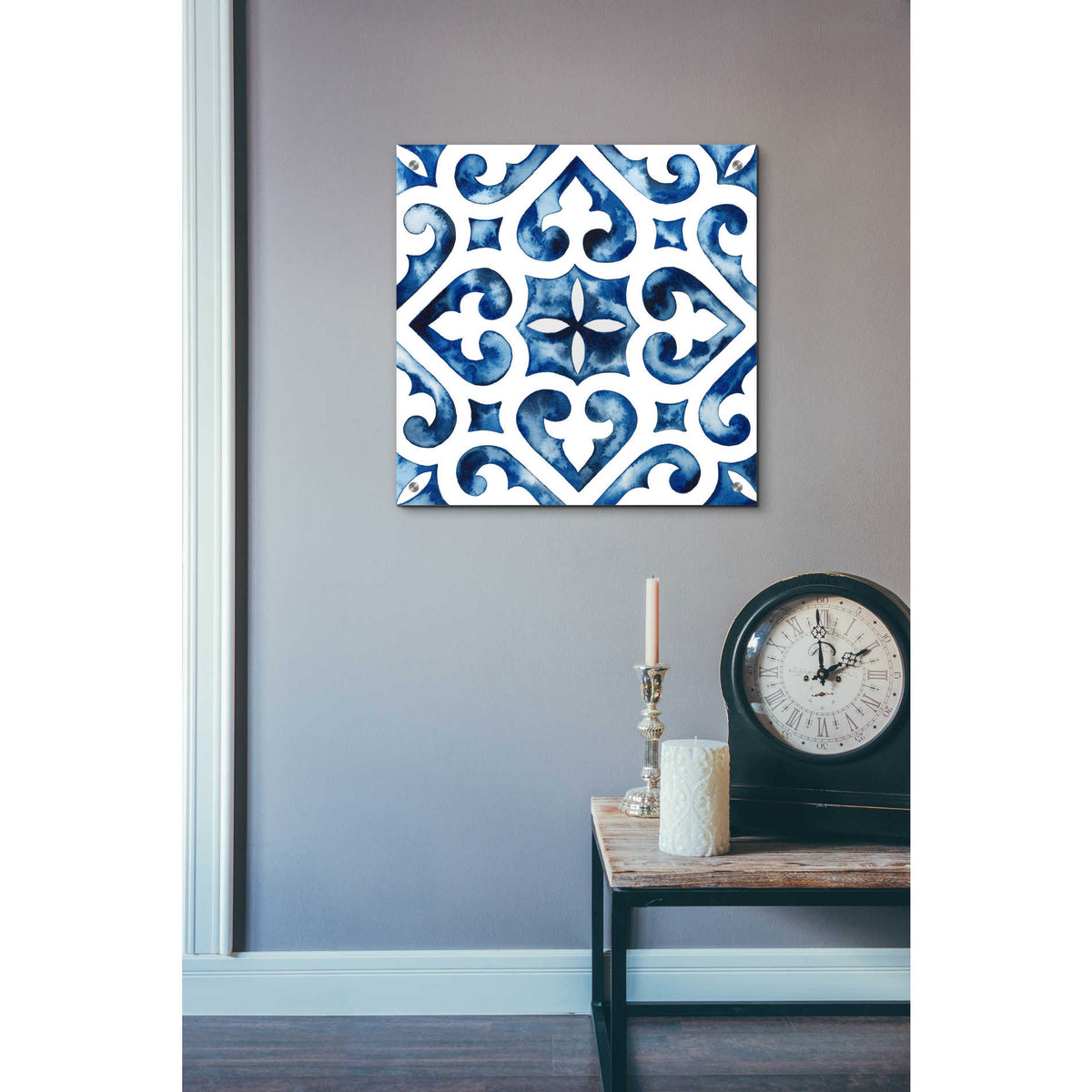 Epic Art 'Cobalt Tile VI' by Grace Popp, Acrylic Glass Wall Art,24x24