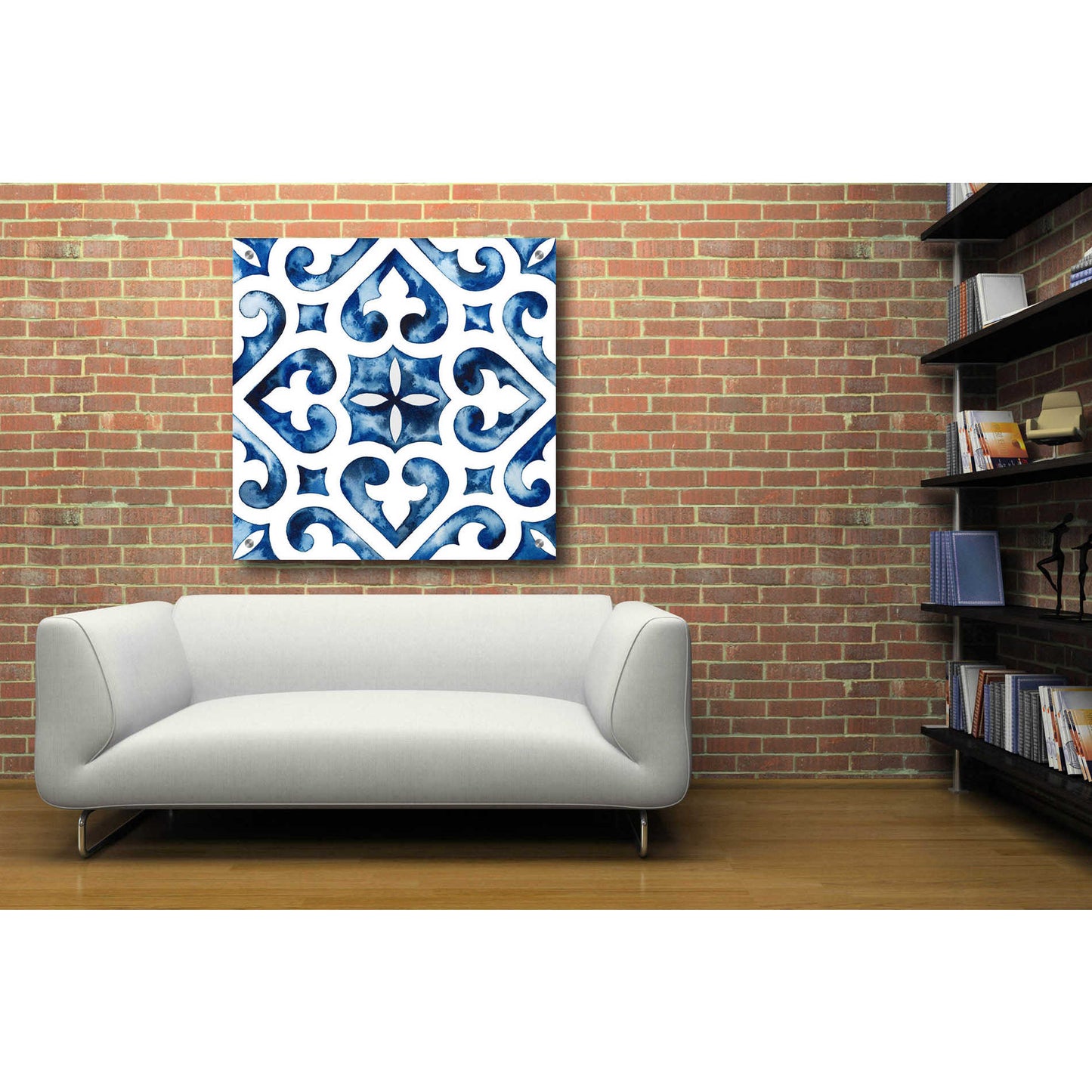 Epic Art 'Cobalt Tile VI' by Grace Popp, Acrylic Glass Wall Art,36x36