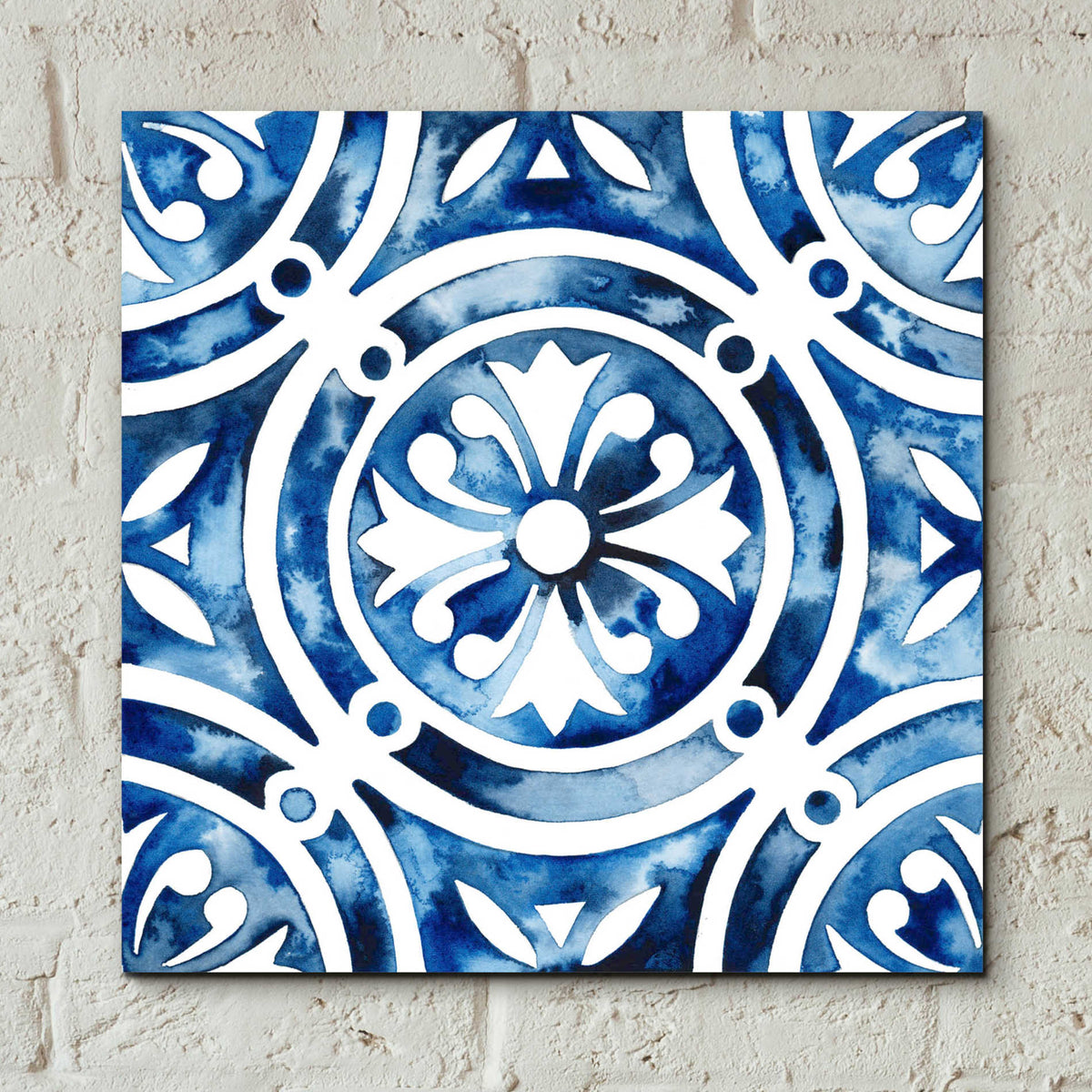 Epic Art 'Cobalt Tile IV' by Grace Popp, Acrylic Glass Wall Art,12x12