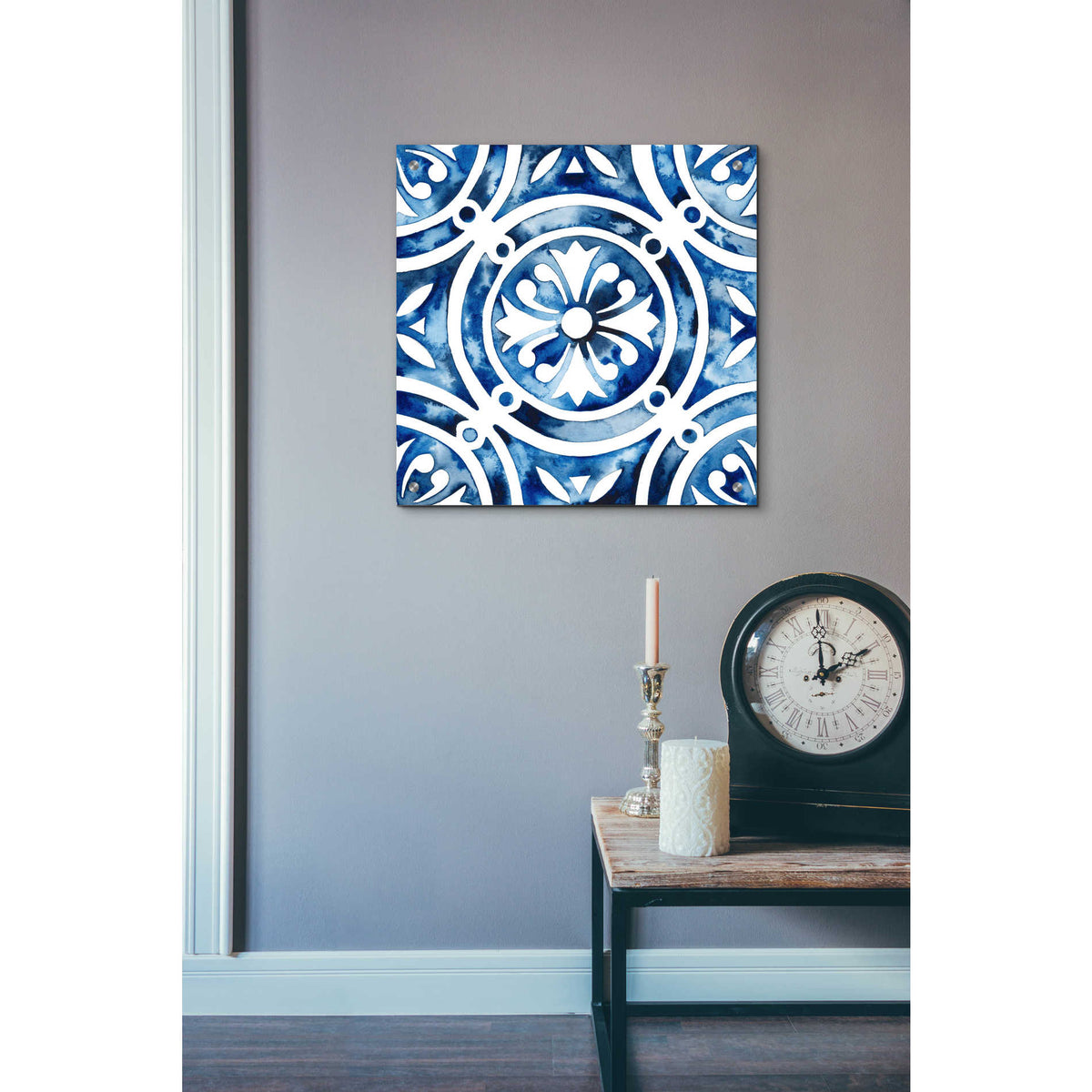 Epic Art 'Cobalt Tile IV' by Grace Popp, Acrylic Glass Wall Art,24x24