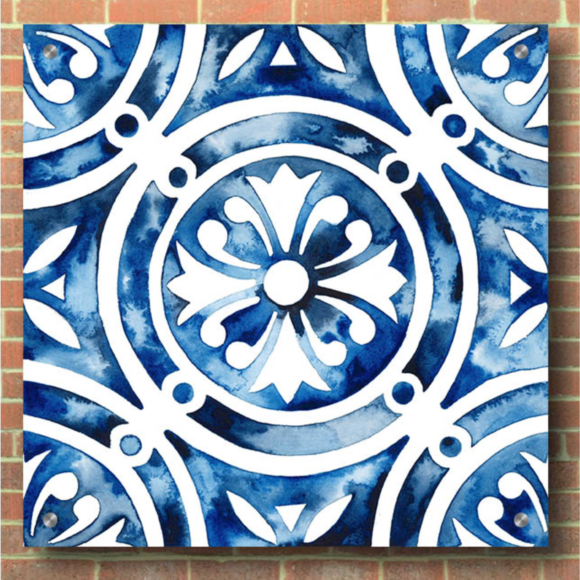 Epic Art 'Cobalt Tile IV' by Grace Popp, Acrylic Glass Wall Art,36x36