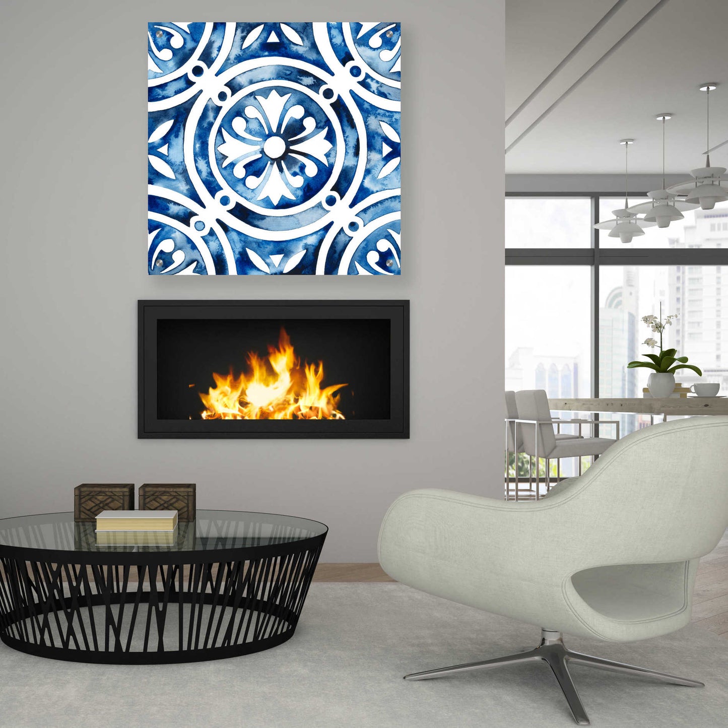 Epic Art 'Cobalt Tile IV' by Grace Popp, Acrylic Glass Wall Art,36x36
