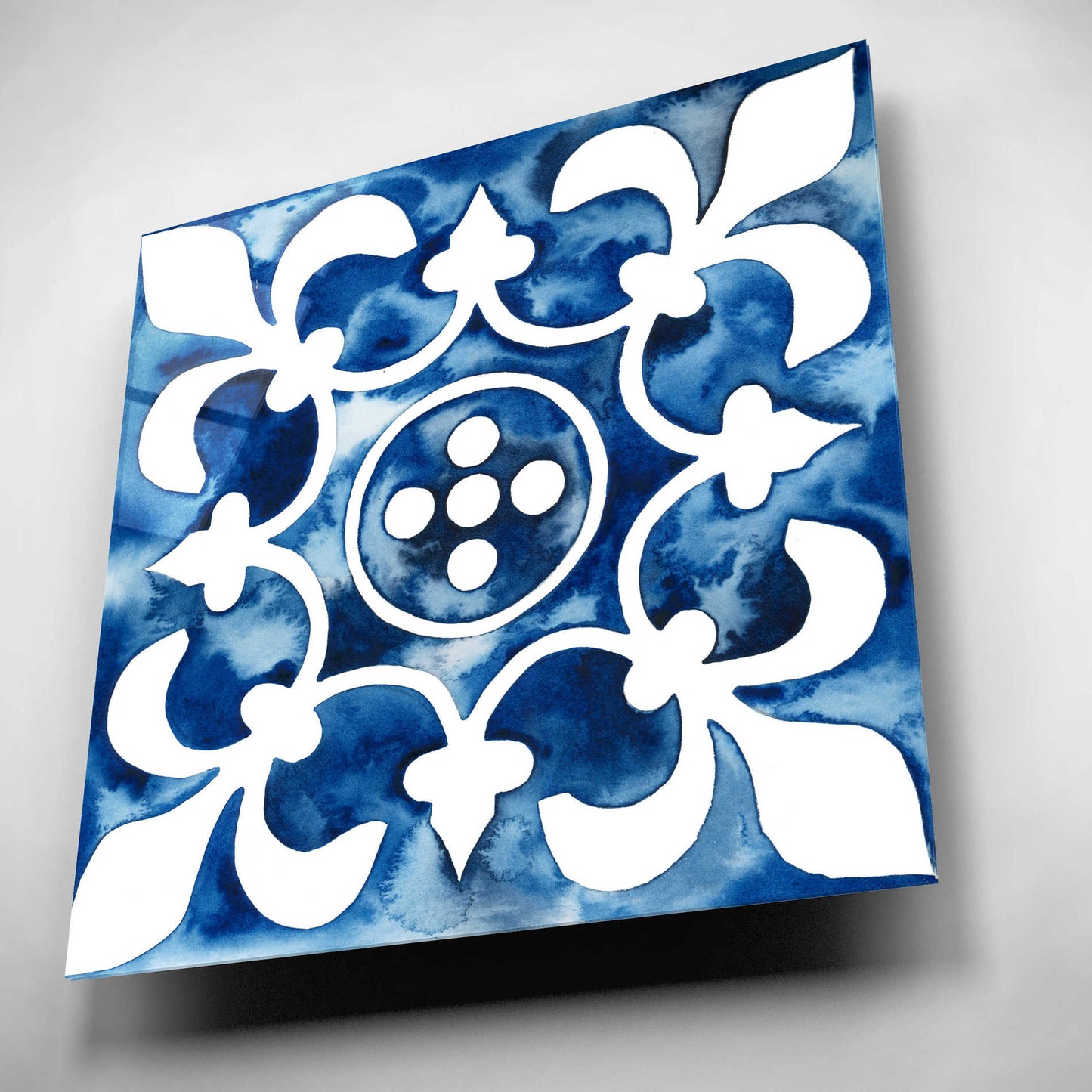 Epic Art 'Cobalt Tile III' by Grace Popp, Acrylic Glass Wall Art,12x12