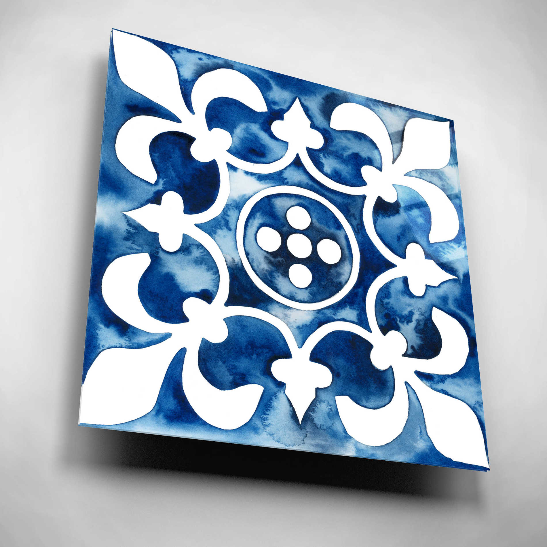 Epic Art 'Cobalt Tile III' by Grace Popp, Acrylic Glass Wall Art,12x12