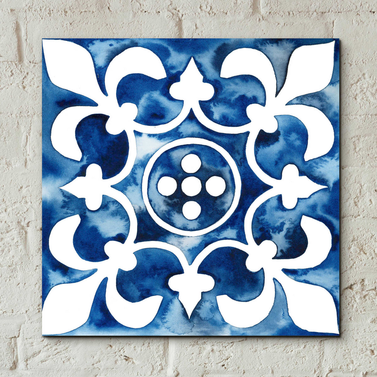 Epic Art 'Cobalt Tile III' by Grace Popp, Acrylic Glass Wall Art,12x12