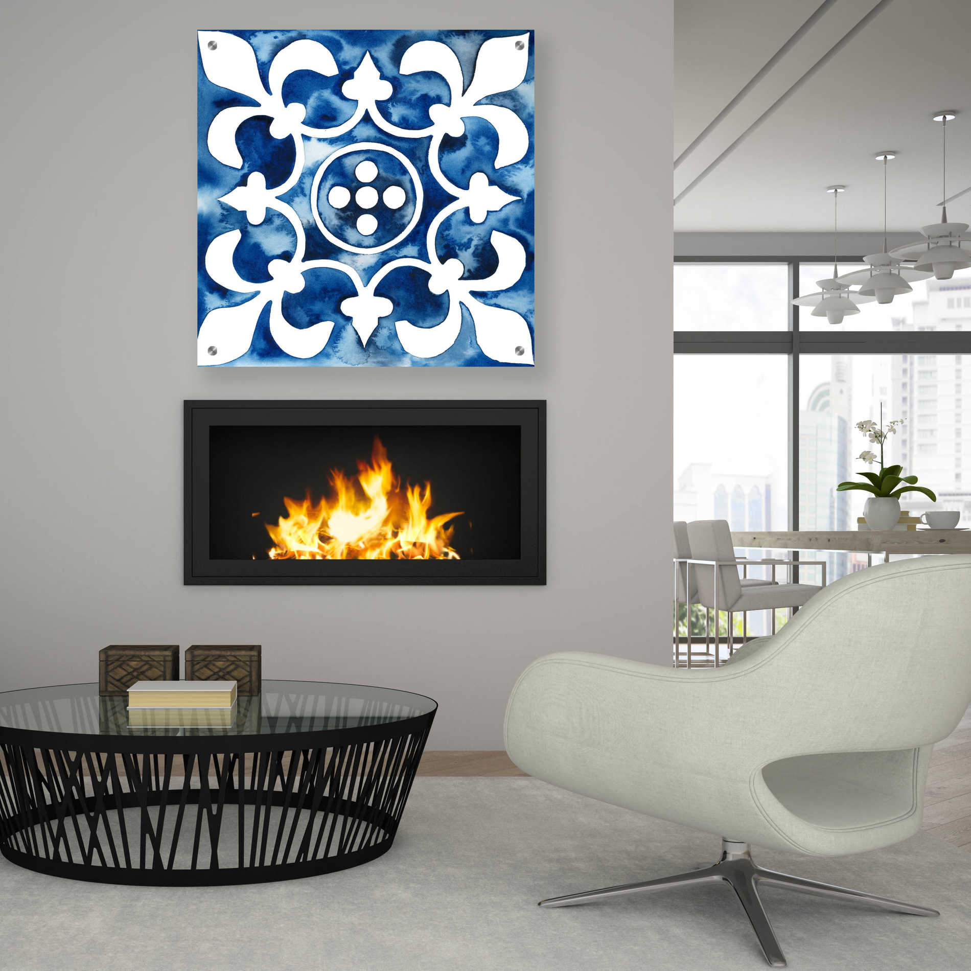 Epic Art 'Cobalt Tile III' by Grace Popp, Acrylic Glass Wall Art,36x36
