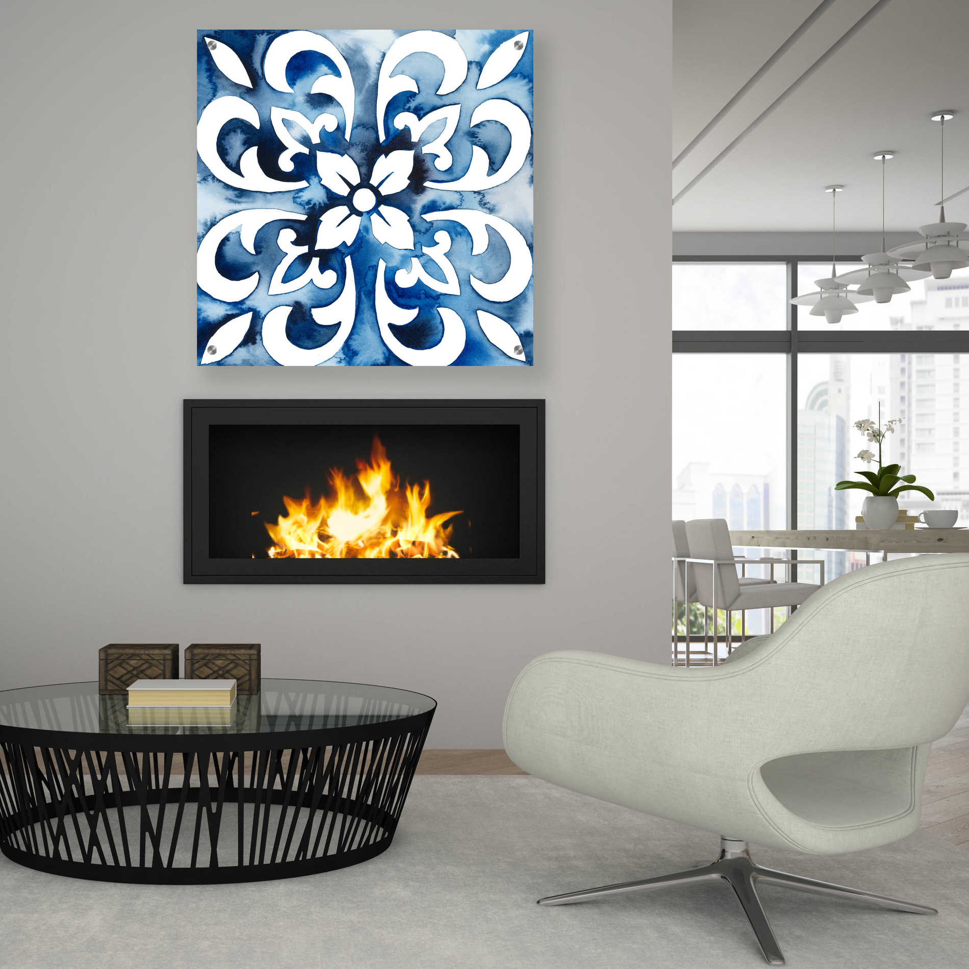 Epic Art 'Cobalt Tile II' by Grace Popp, Acrylic Glass Wall Art,36x36