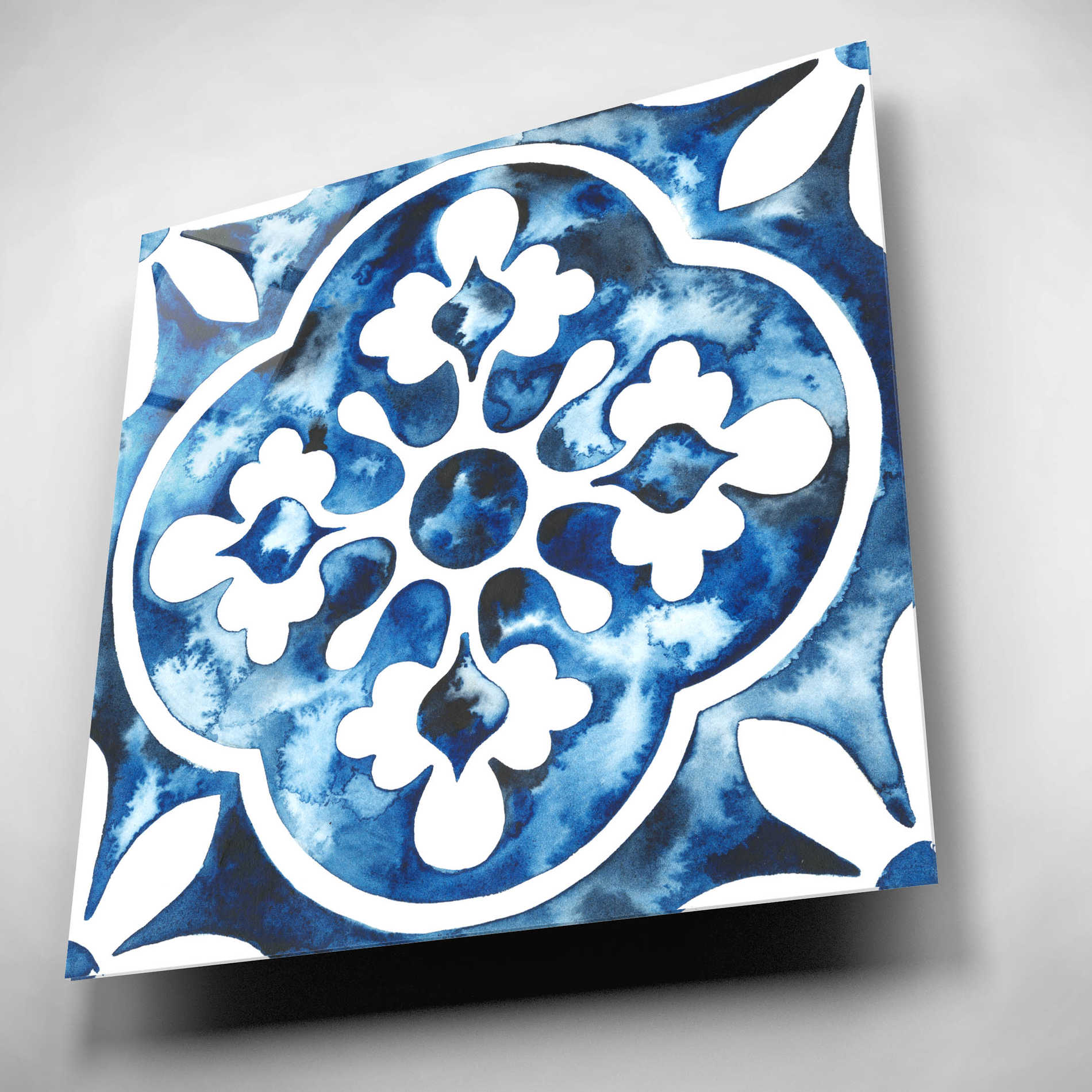 Epic Art 'Cobalt Tile I' by Grace Popp, Acrylic Glass Wall Art,12x12