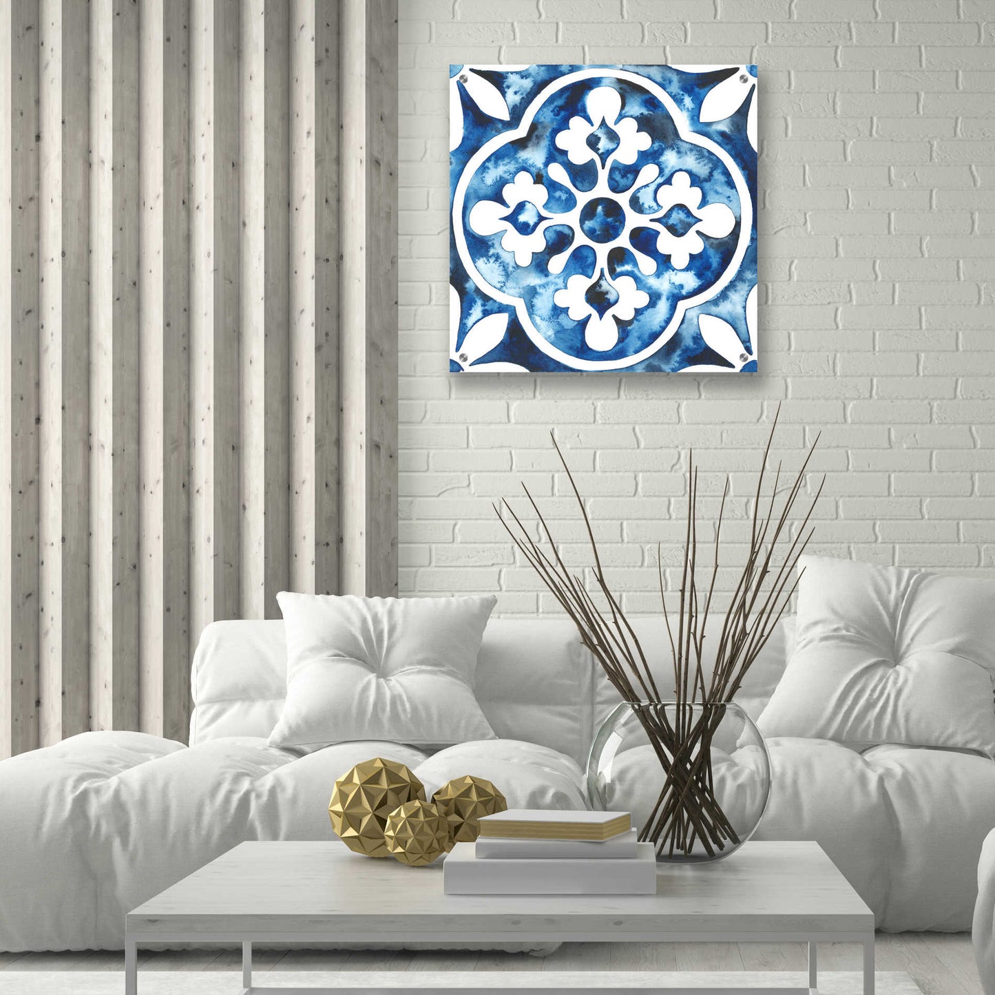 Epic Art 'Cobalt Tile I' by Grace Popp, Acrylic Glass Wall Art,24x24
