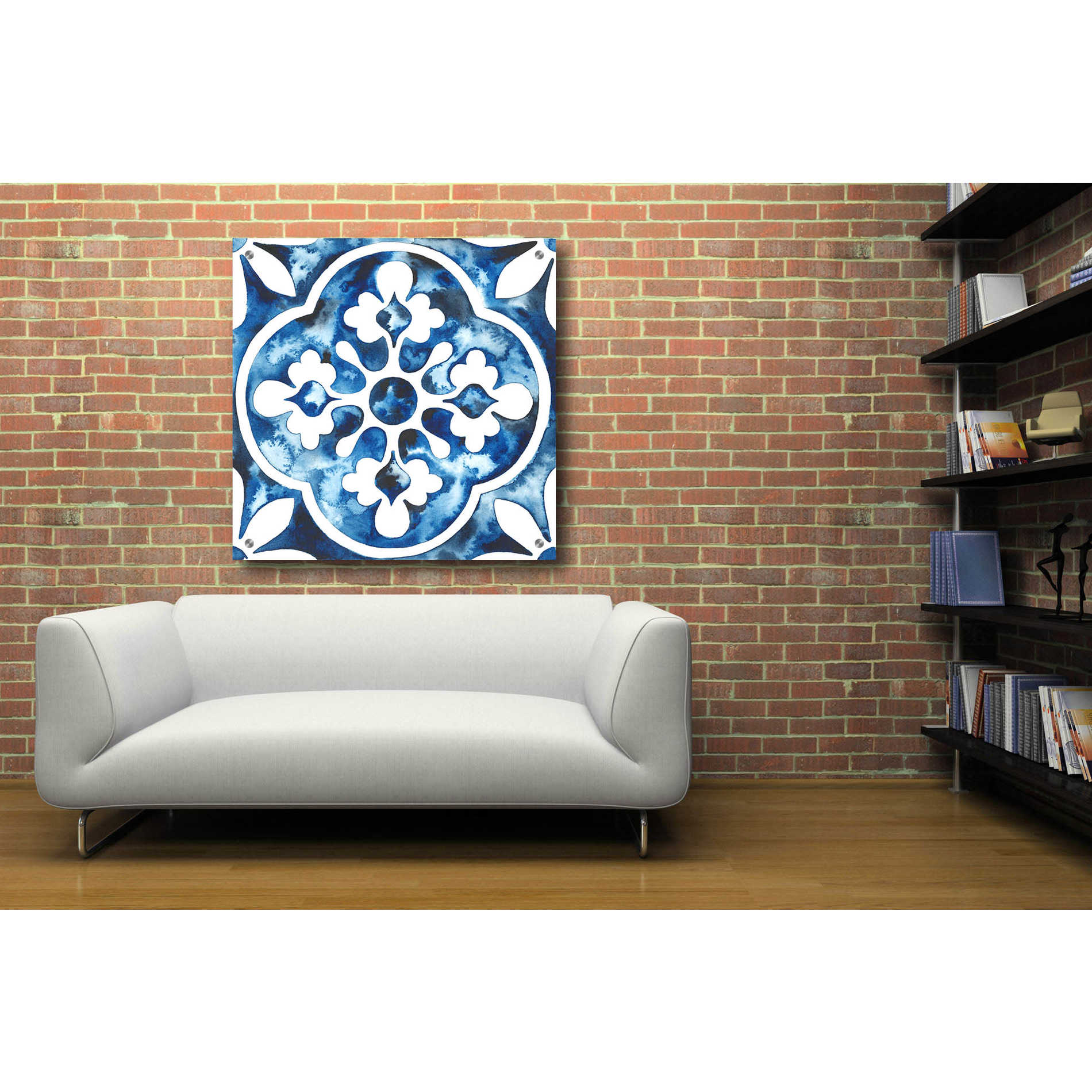 Epic Art 'Cobalt Tile I' by Grace Popp, Acrylic Glass Wall Art,36x36