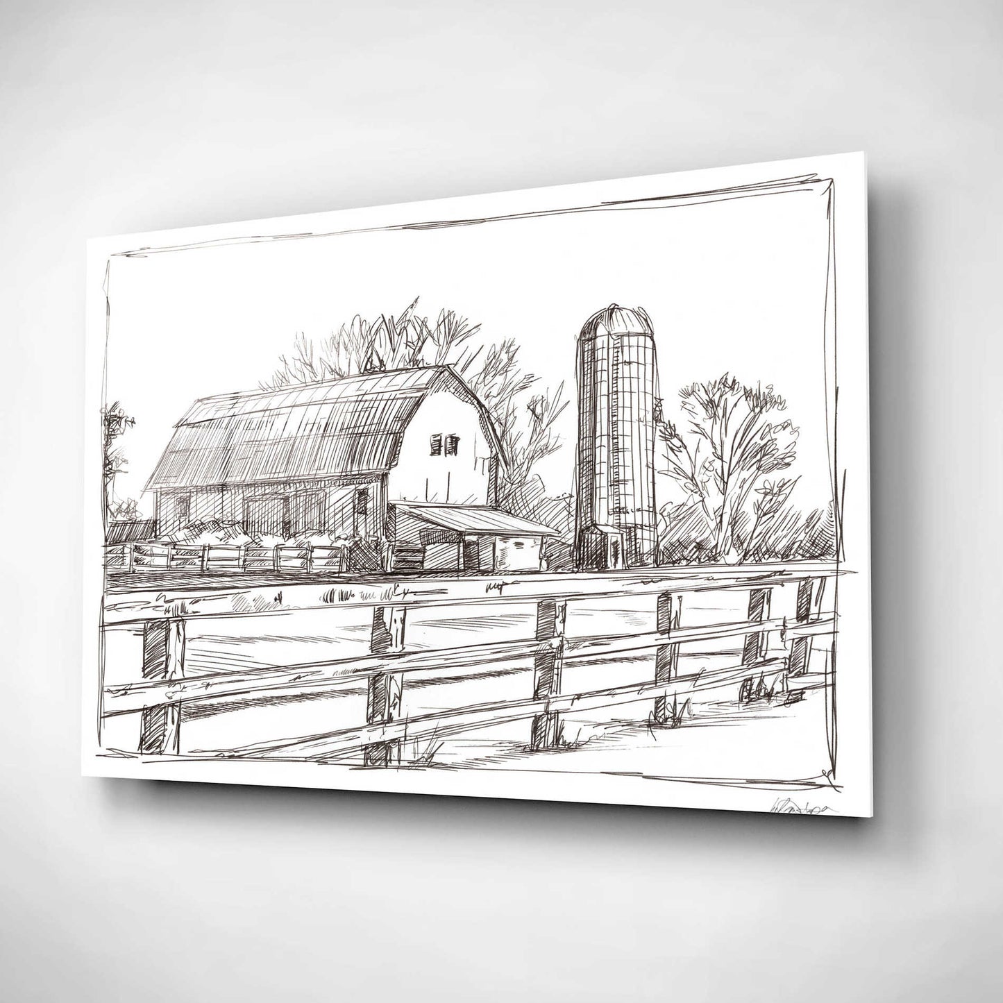 Epic Art 'Farm Sketch I' by Ethan Harper, Acrylic Glass Wall Art,16x12