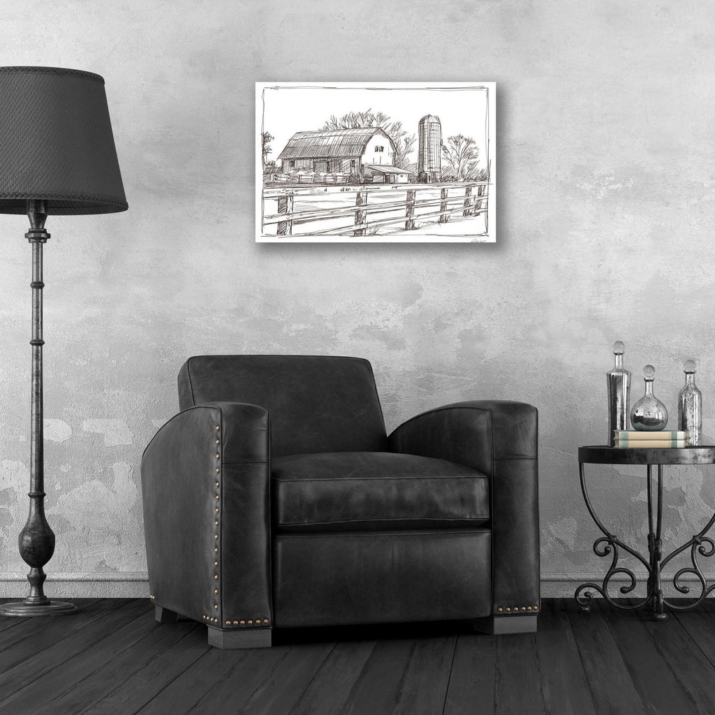 Epic Art 'Farm Sketch I' by Ethan Harper, Acrylic Glass Wall Art,24x16