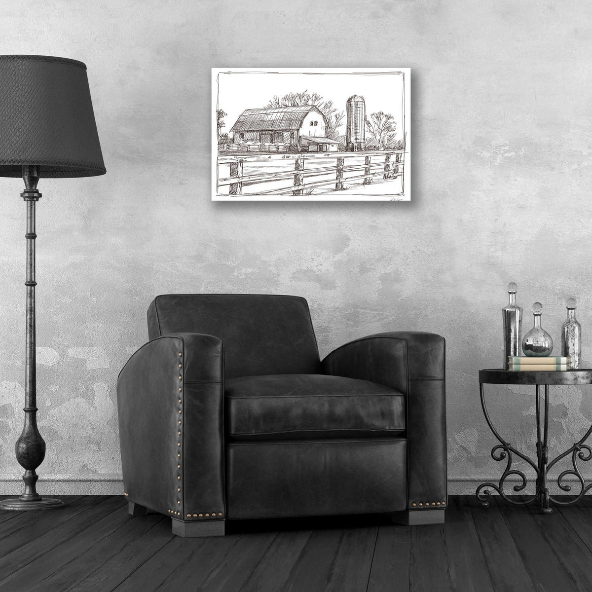 Epic Art 'Farm Sketch I' by Ethan Harper, Acrylic Glass Wall Art,24x16