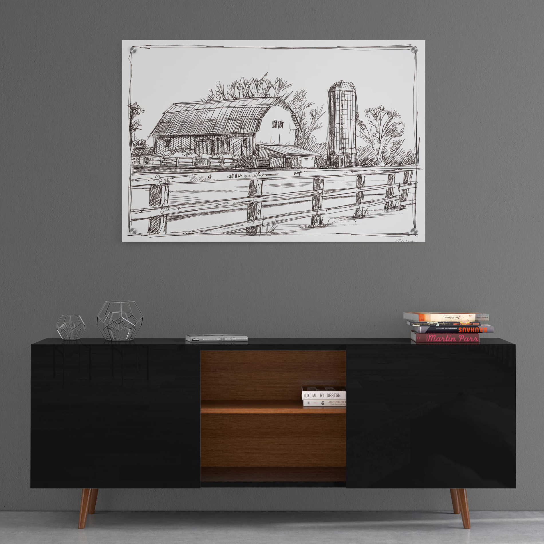 Epic Art 'Farm Sketch I' by Ethan Harper, Acrylic Glass Wall Art,36x24
