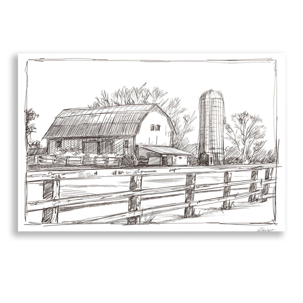 Epic Art 'Farm Sketch I' by Ethan Harper, Acrylic Glass Wall Art
