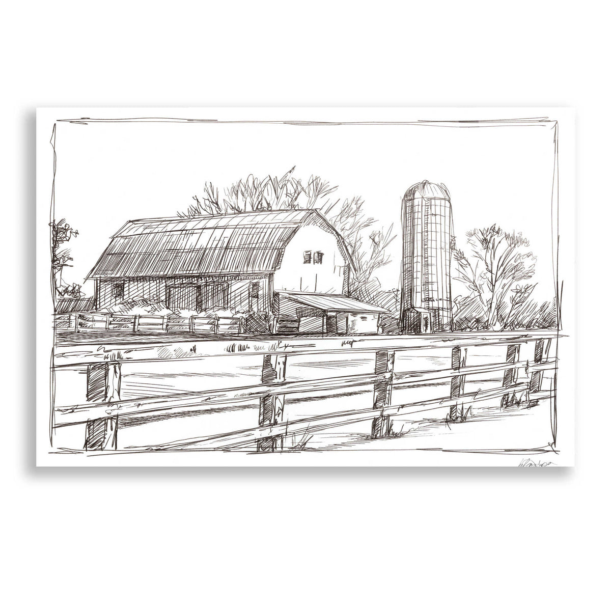 Epic Art 'Farm Sketch I' by Ethan Harper, Acrylic Glass Wall Art