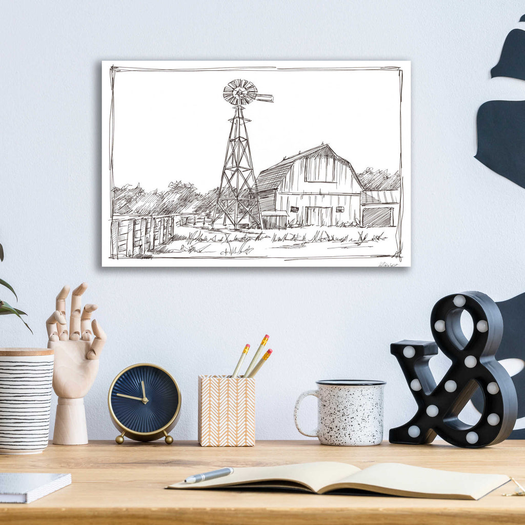 Epic Art 'Farm Sketch II' by Ethan Harper, Acrylic Glass Wall Art,16x12