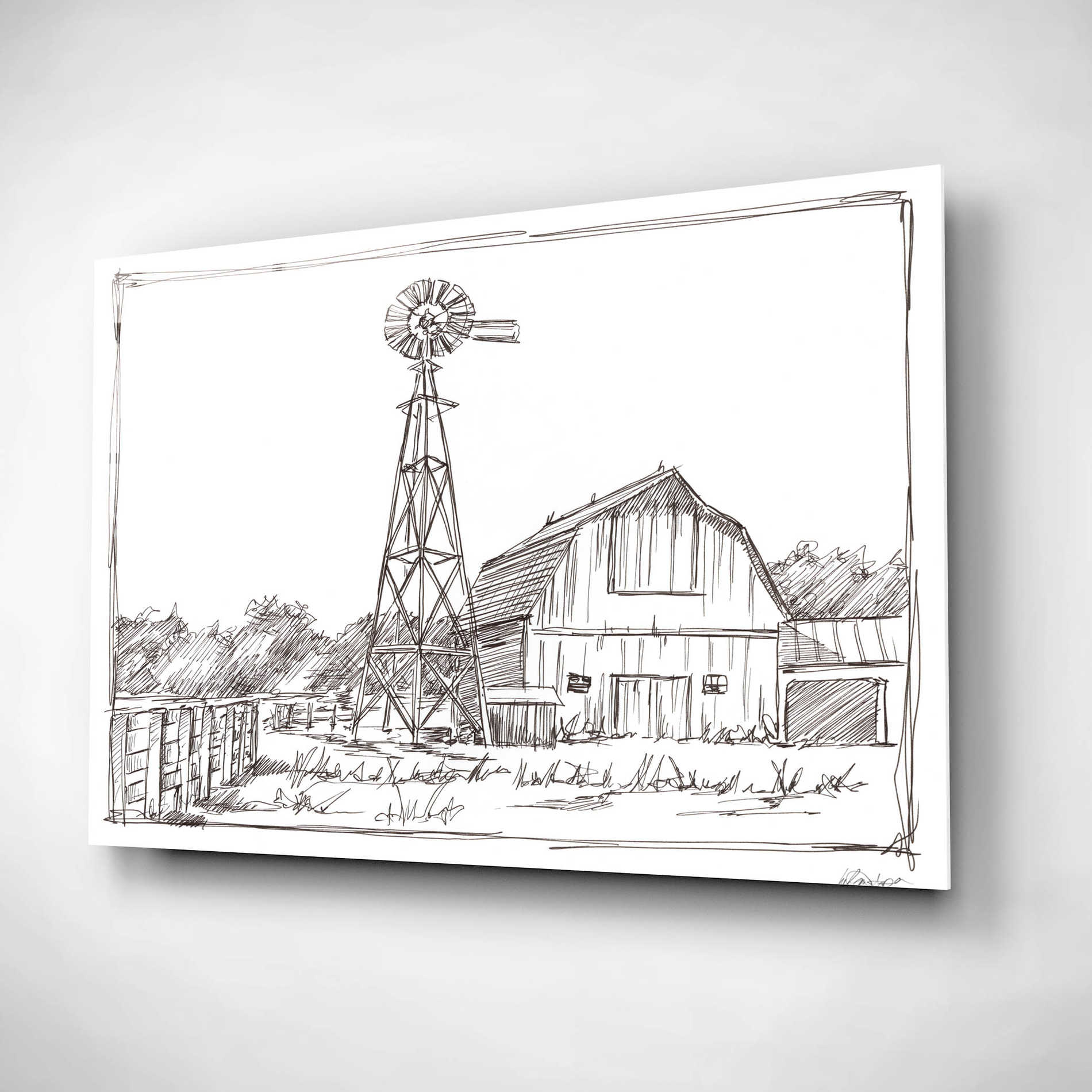 Epic Art 'Farm Sketch II' by Ethan Harper, Acrylic Glass Wall Art,24x16