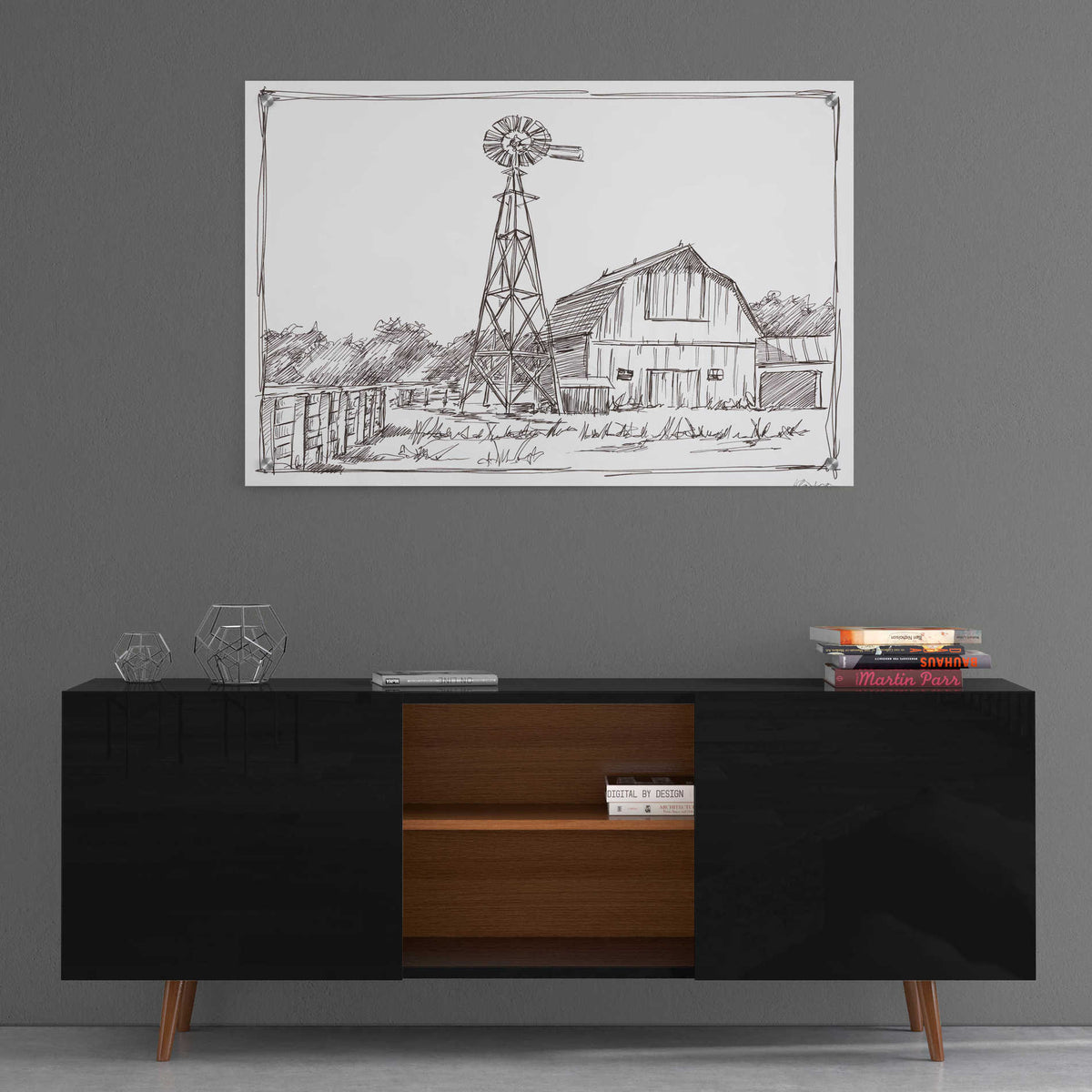 Epic Art 'Farm Sketch II' by Ethan Harper, Acrylic Glass Wall Art,36x24