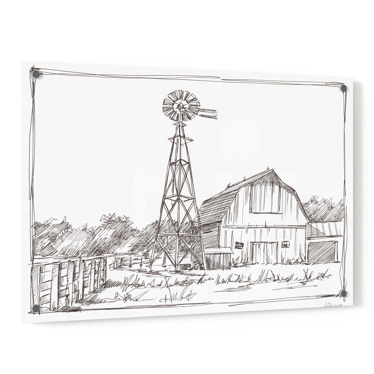 Epic Art 'Farm Sketch II' by Ethan Harper, Acrylic Glass Wall Art,36x24
