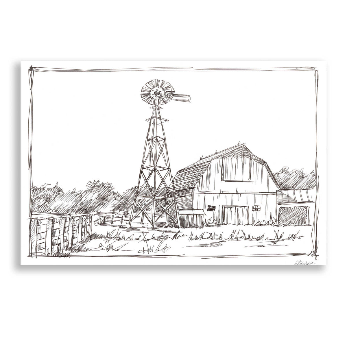 Epic Art 'Farm Sketch II' by Ethan Harper, Acrylic Glass Wall Art