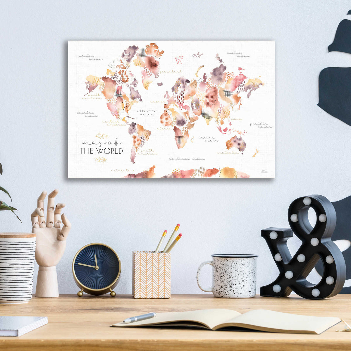 Epic Art 'Desert Blooms Map' by Laura Marshall, Acrylic Glass Wall Art,16x12