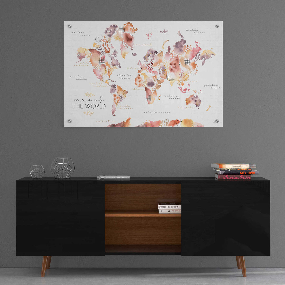 Epic Art 'Desert Blooms Map' by Laura Marshall, Acrylic Glass Wall Art,36x24