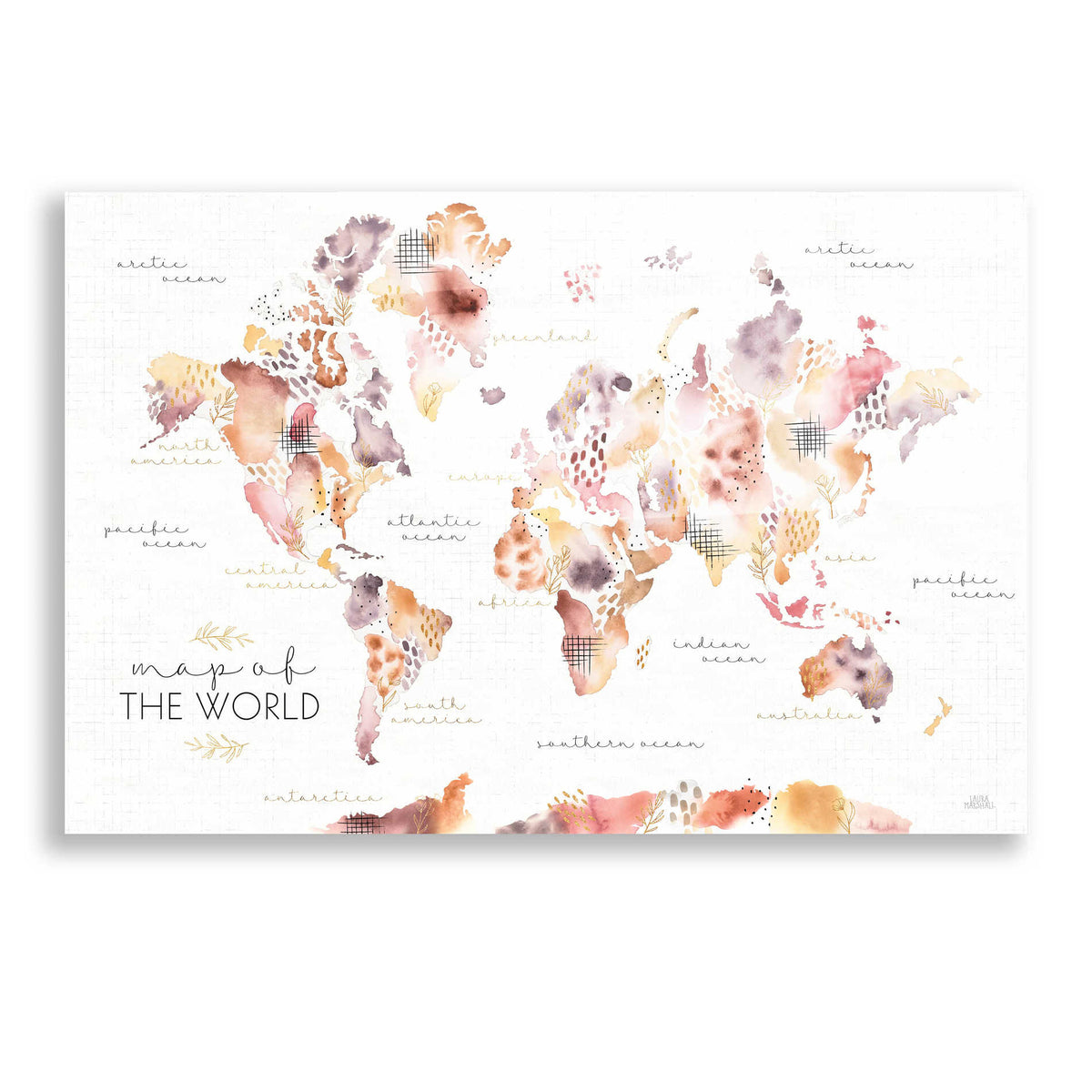 Epic Art 'Desert Blooms Map' by Laura Marshall, Acrylic Glass Wall Art