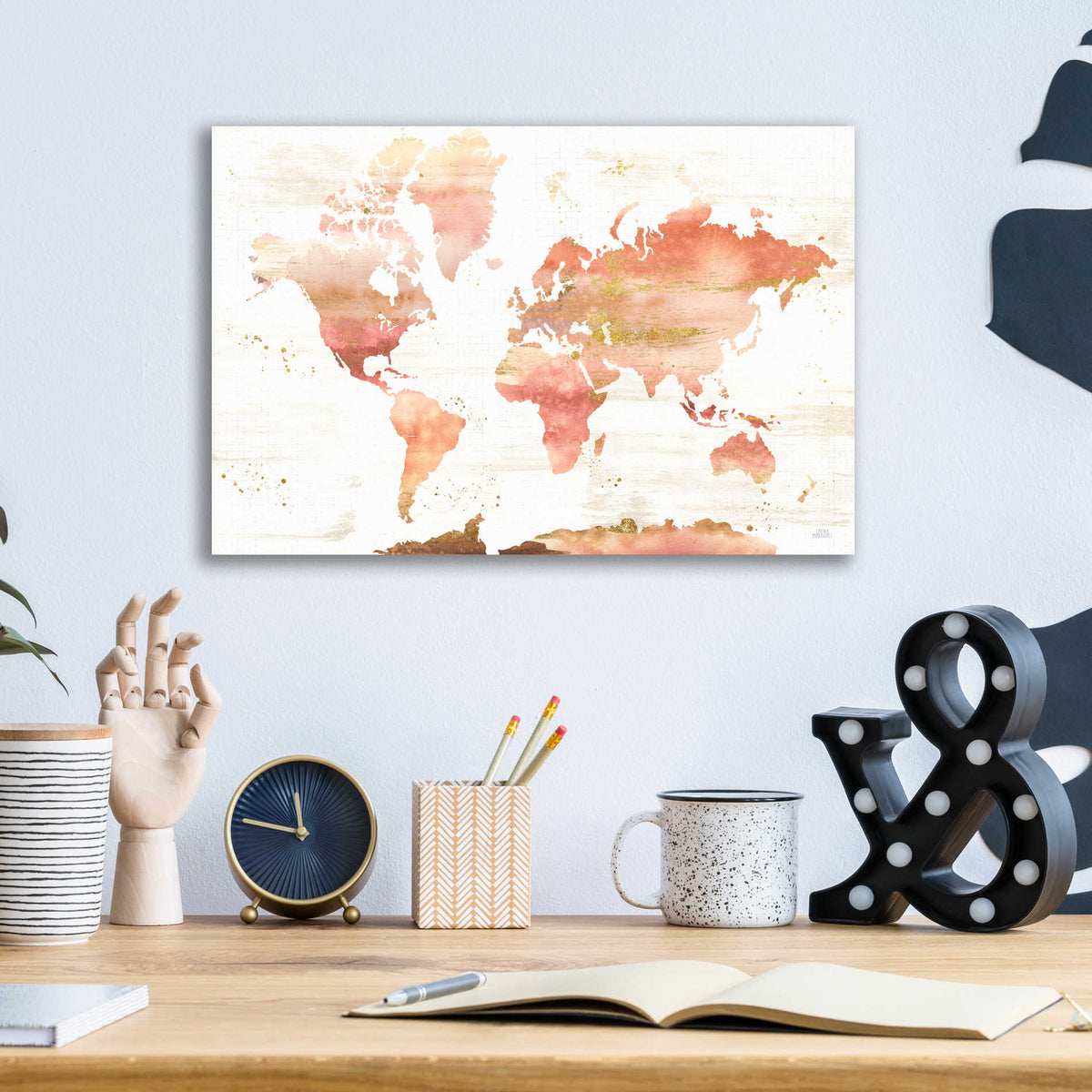 Epic Art 'Desert Blooms Abstract Map' by Laura Marshall, Acrylic Glass Wall Art,16x12