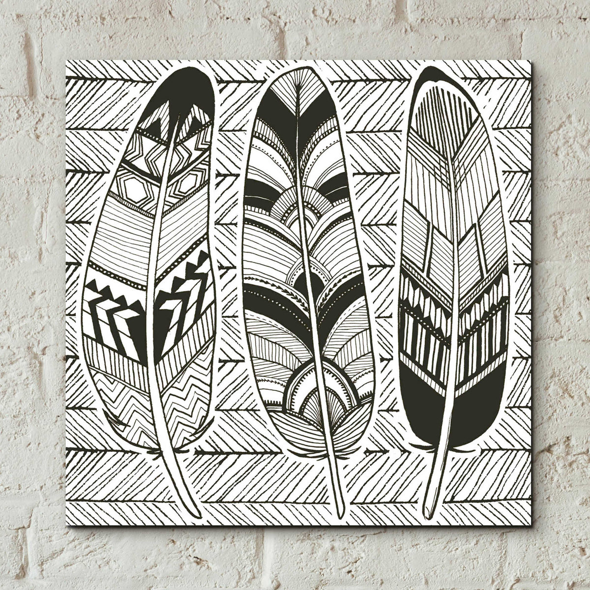 Epic Art 'Geo Feathers II Zentangle' by Sara Zieve Miller, Acrylic Glass Wall Art,12x12