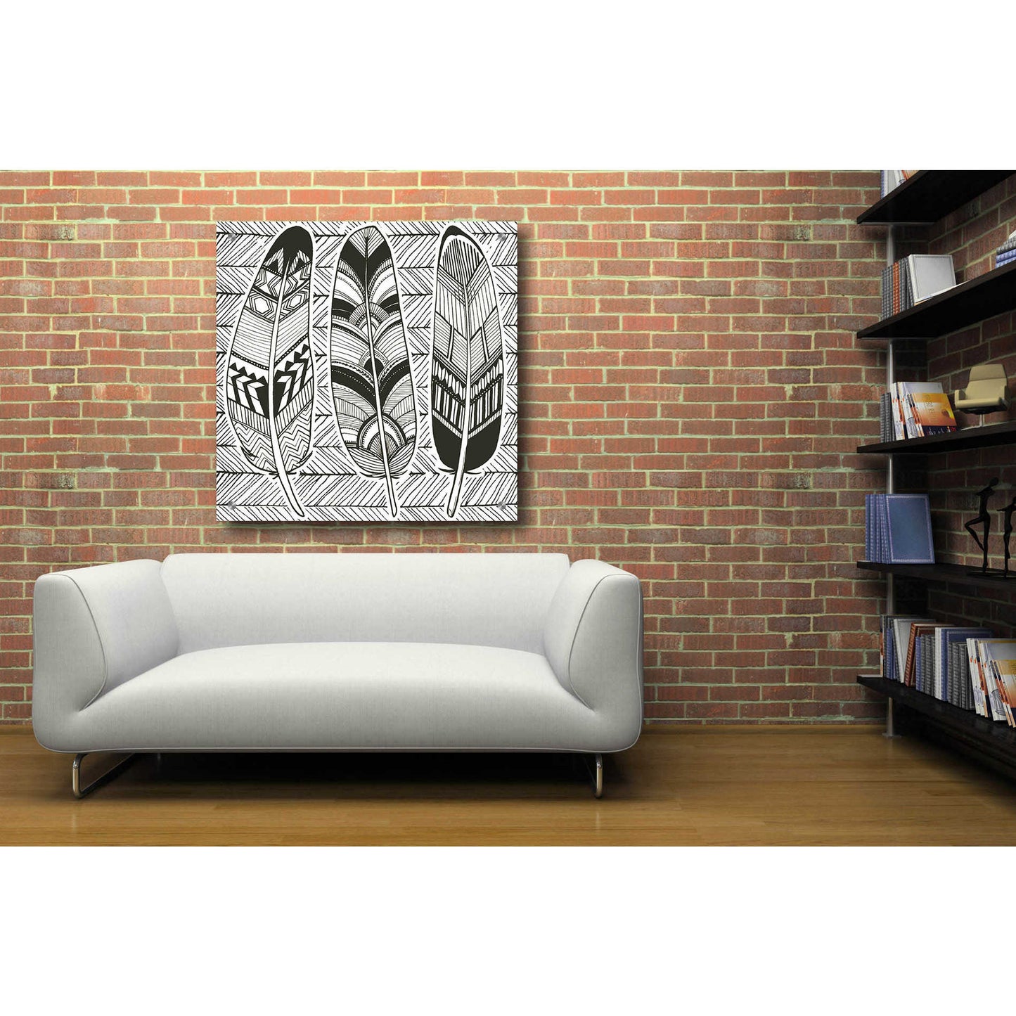 Epic Art 'Geo Feathers II Zentangle' by Sara Zieve Miller, Acrylic Glass Wall Art,36x36