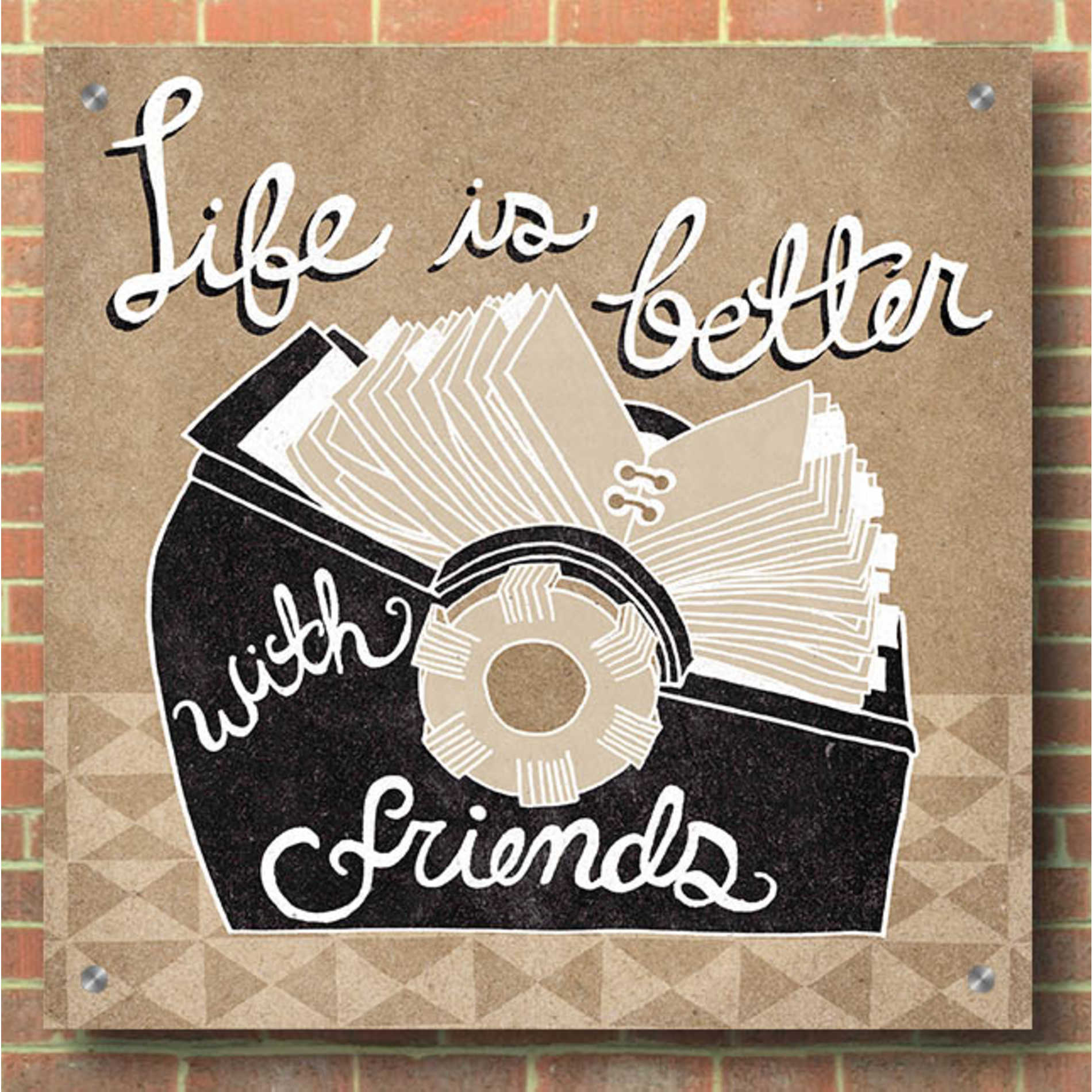 Epic Art 'Life is Better with Friends' by Mary Urban, Acrylic Glass Wall Art,36x36