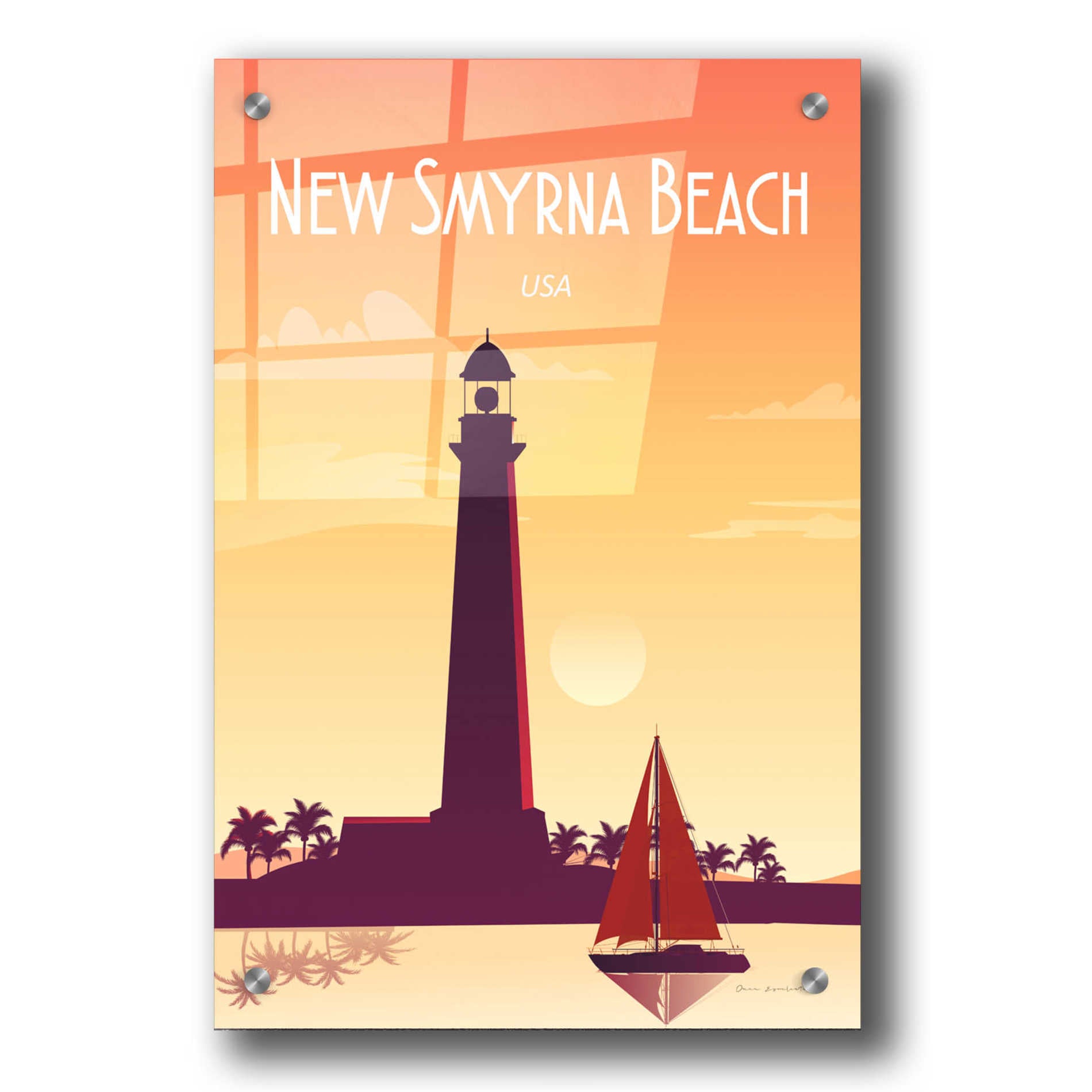 Epic Art 'New Smyrna Beach' by Omar Escalante, Acrylic Glass Wall Art,24x36