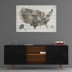 Epic Art 'Barnboard Map Neutral' by Sue Schlabach, Acrylic Glass Wall Art,36x24