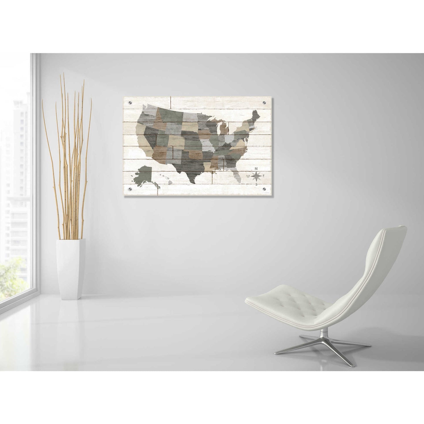 Epic Art 'Barnboard Map Neutral' by Sue Schlabach, Acrylic Glass Wall Art,36x24