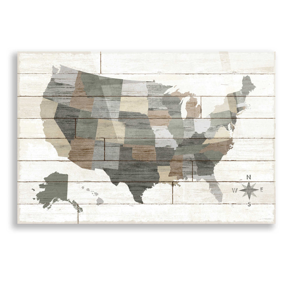 Epic Art 'Barnboard Map Neutral' by Sue Schlabach, Acrylic Glass Wall Art