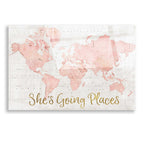Epic Art 'Across the World Shes Going Places Pink' by Sue Schlabach, Acrylic Glass Wall Art