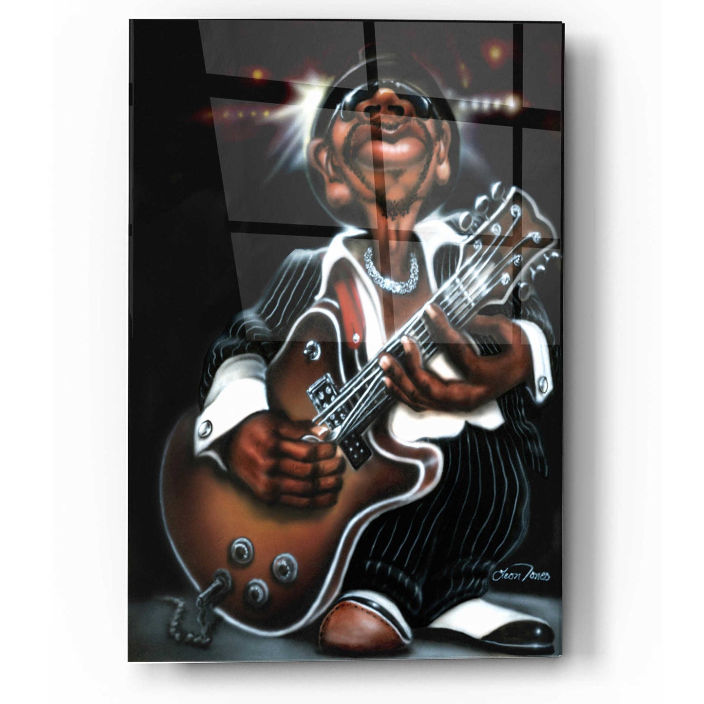 Epic Art 'Jazzman Cool' by Leonard Jones, Acrylic Glass Wall Art,12x16