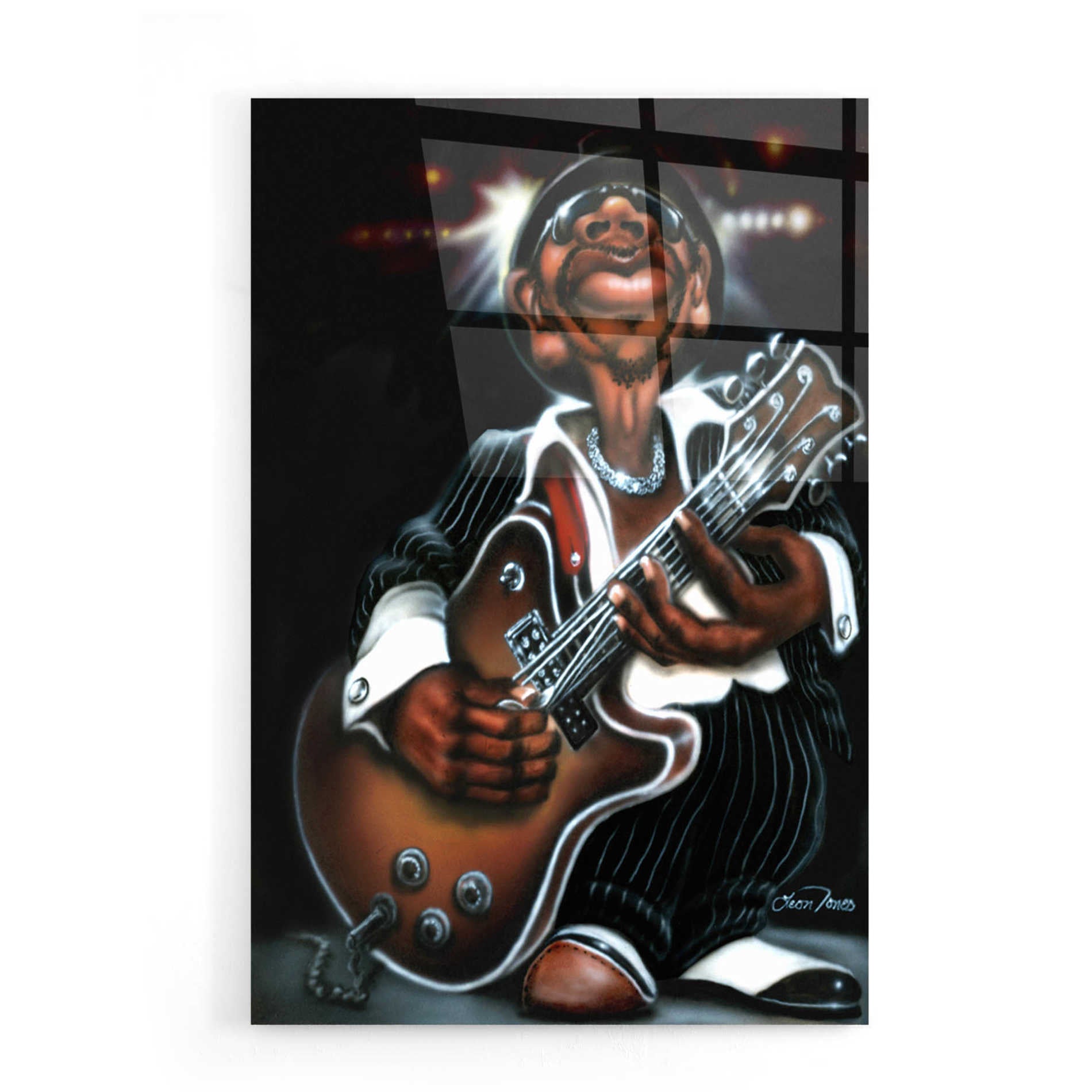 Epic Art 'Jazzman Cool' by Leonard Jones, Acrylic Glass Wall Art,16x24