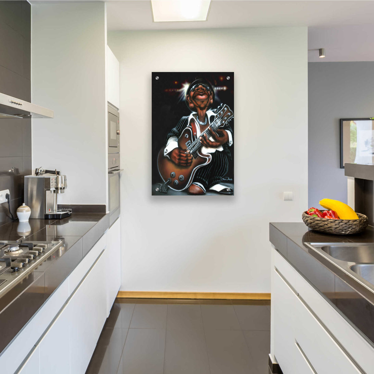 Epic Art 'Jazzman Cool' by Leonard Jones, Acrylic Glass Wall Art,24x36