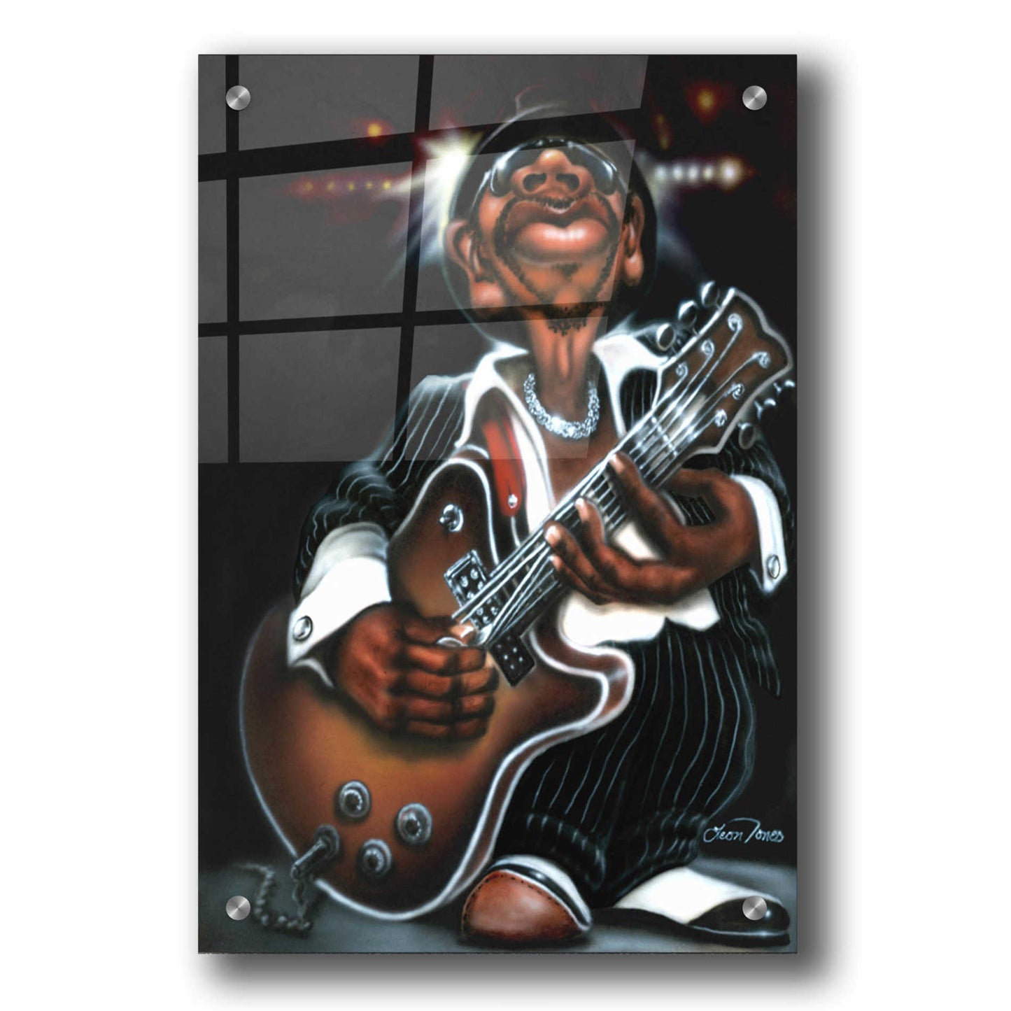Epic Art 'Jazzman Cool' by Leonard Jones, Acrylic Glass Wall Art,24x36