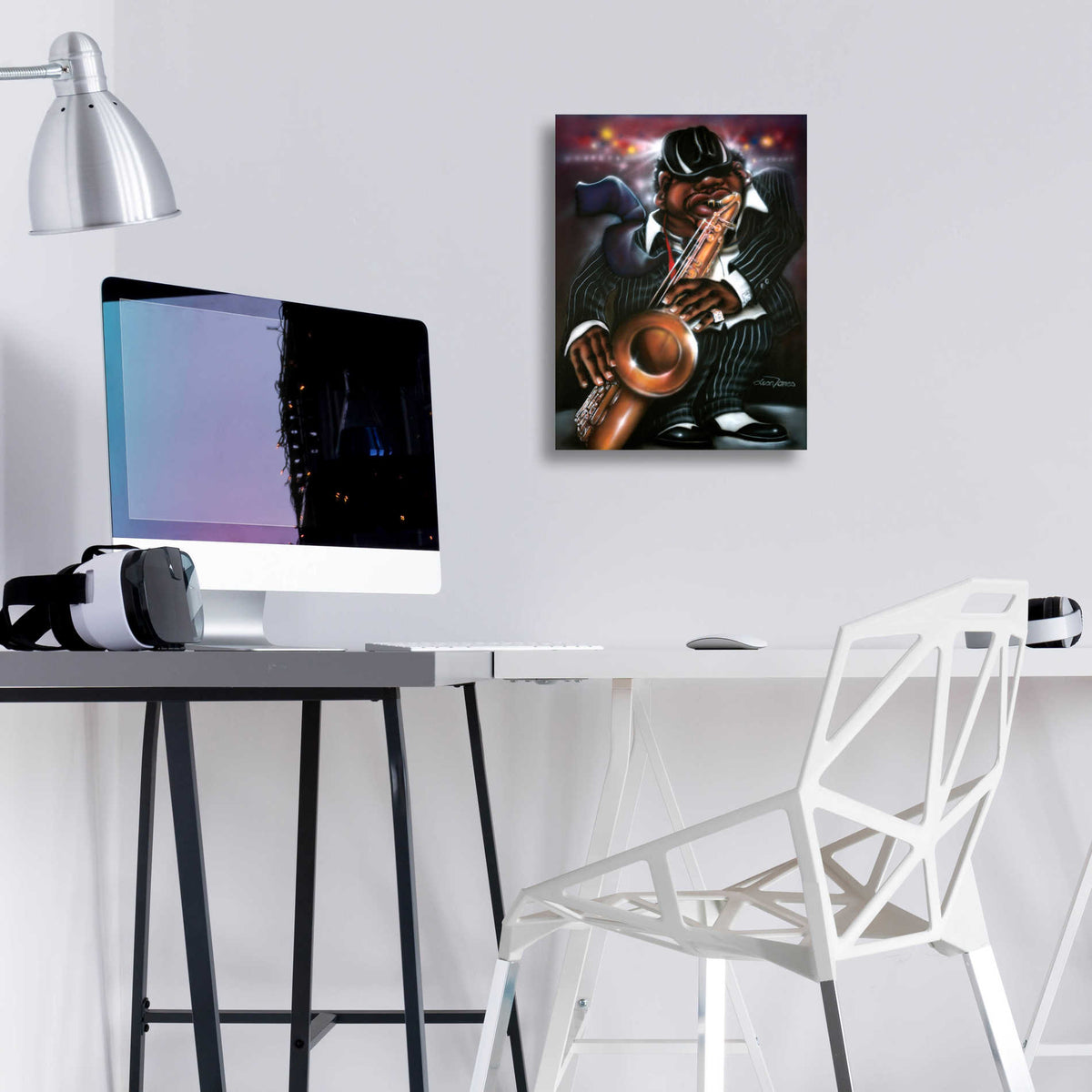 Epic Art 'Jazzman Moe' by Leonard Jones, Acrylic Glass Wall Art,12x16